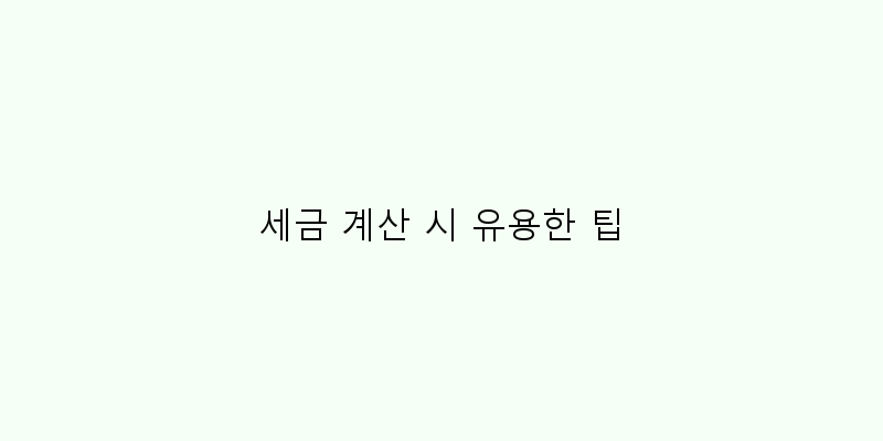 
  세금 계산 시 유용한 팁
 이미지